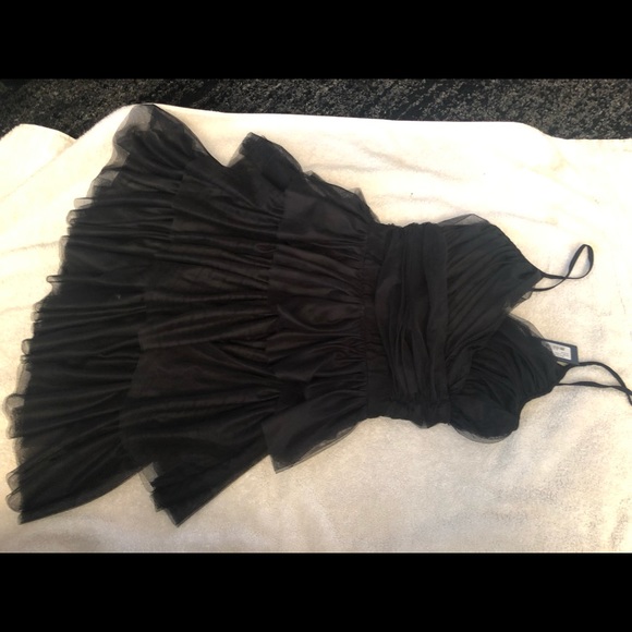 Maje Ruffle Dress in black size 1 with tag - Picture 3 of 4